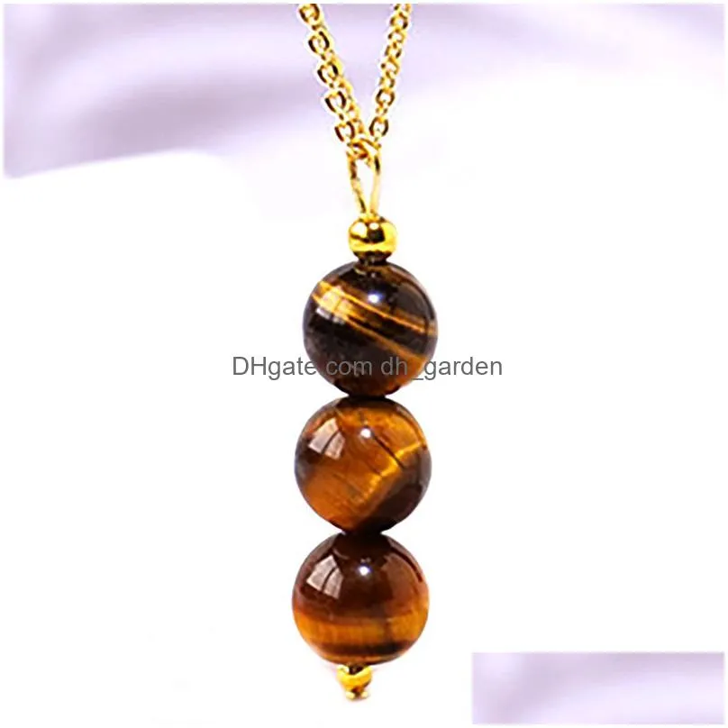Pendant Necklaces Natural Stone Crystal Round Beads Pendant Necklace Candy Color Beaded Diy Jewelry Drop Delivery Jewelry Nec Dhgarden Dhryd
