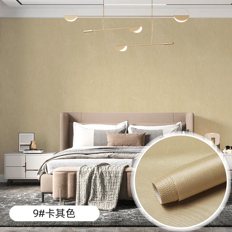 high-end imitation silk whole house thickened wall cloth new chinese engineering hotel solid color modern wall cloth
