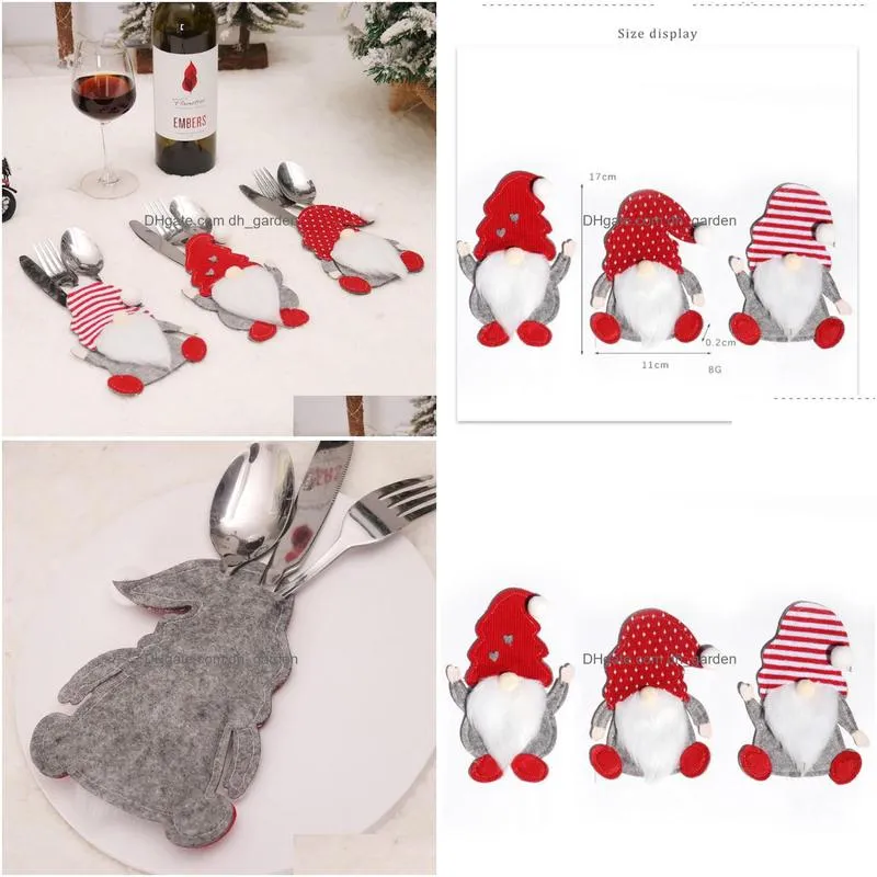 Christmas Decorations Cartoon Doll Knife Fork Set Table Kitchen Dress-Up Props Christmas Decorations Home Ornaments Xmas Gif Dhgarden Dh1Mt