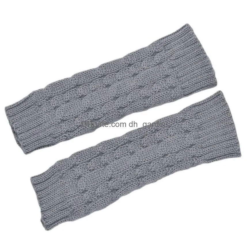 Fingerless Gloves Autumn Winter Short Fingerless Gloves For Women Knitted Warm Half-Finger Arm Er Drop Delivery Fashion Acce Dhgarden Dhgwd