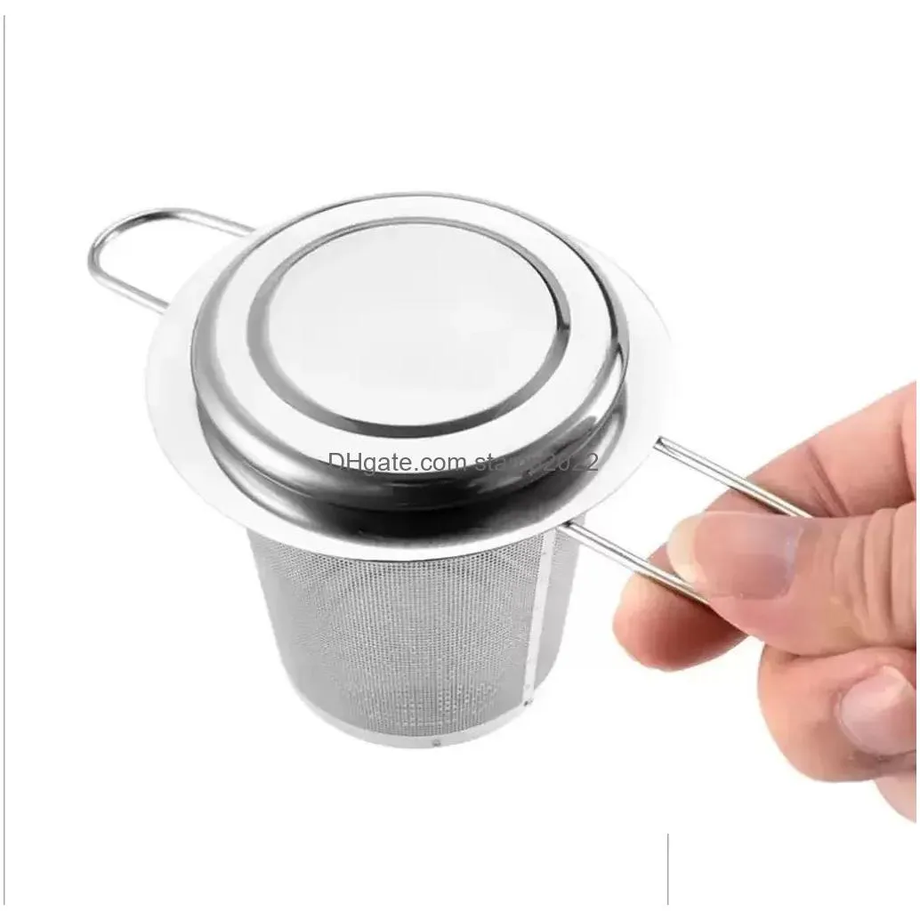 wholesale teapot tea infusers with cap stainless steel loose leaf infuser basket filter big lid 826