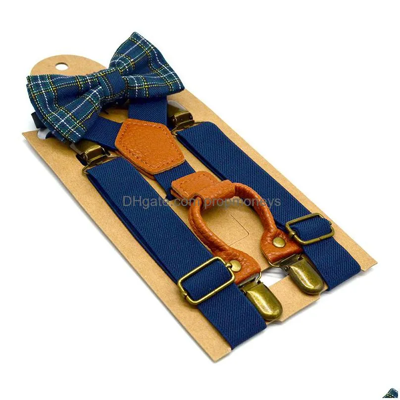 Belts & Suspenders Children Adjustable Lattice Suspenders Baby Plaid Braces Kids Strap Clip With Bow Tie 12 Colors Drop Delivery Baby, Dh4Je