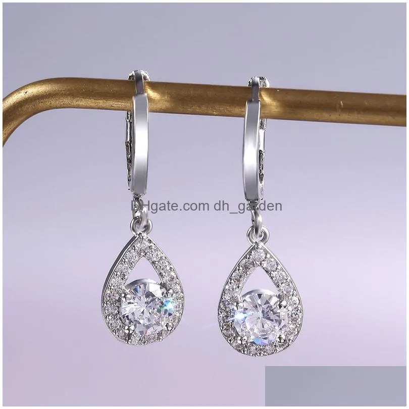 Dangle & Chandelier Cubic Zirconia Dangle Earrings Tear Drop Diamond Ear Rings Women Fashion Jewelry Will And Sandy Gift Dr Dhgarden Dht8L