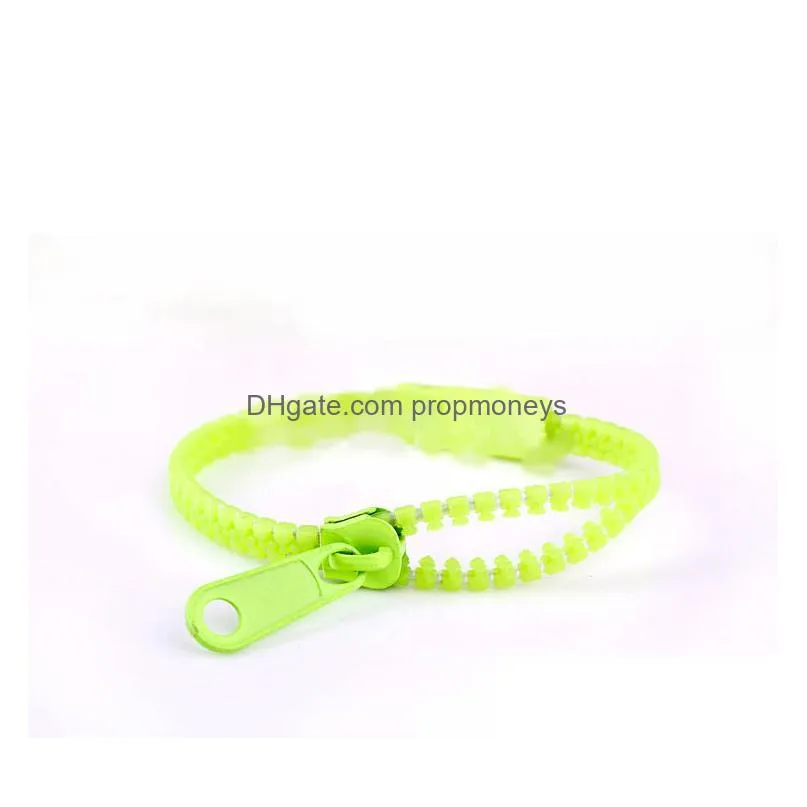 Jewelry Luminous Glow In The Dark Zipper Bracelet Jewelry Uni Zip Bangle Night Light Wristband Party Bar Gift Drop Delivery Baby, Kids Dhqzo