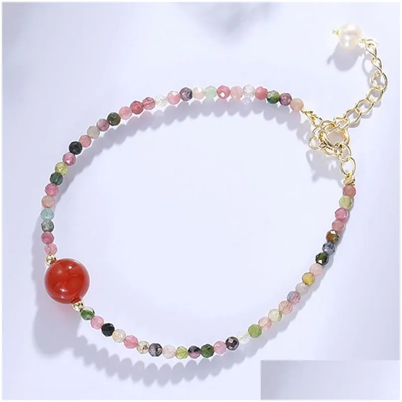 Jewelry M Natural Stone Tourmaline Bracelet Small Gemstone Beads Bracelets Adjustable Mini Beaded Bangles Drop Delivery Baby, Kids Mat Dhvts