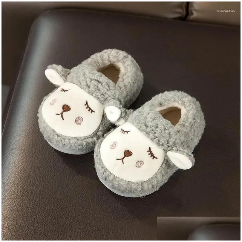 First Walkers 1-3Y Autumn And Winter Baby Cotton Soft Toddler Shoes Born Anti-slip Sneakers Cute Cartoon Sheep Slippers