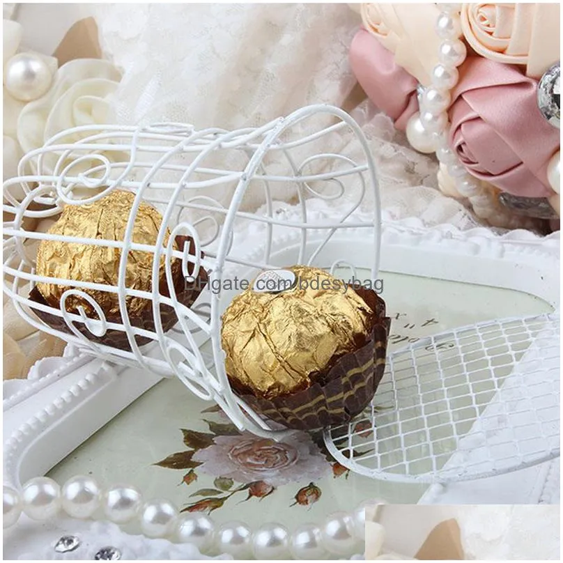 Party Favor 7X7X10 Cm European Style Wedding Candy Box White Iron Birdcage Bird Cage Boxes Bride Baby Shower Decoration Za1302 Drop De Dhydj