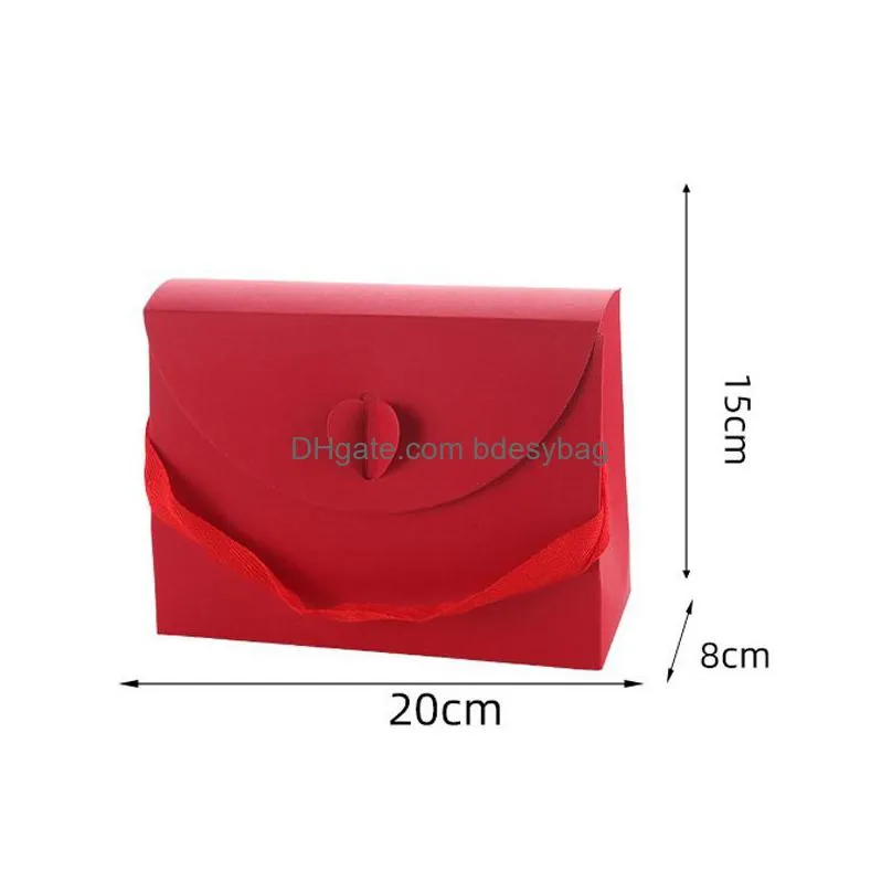 Gift Wrap Colorf Gift Bag Underwear Socks Scarves Stockings Packing Clothing Store Solid Color Envelope Paper Box Handbag Lx3842 Drop Dhwm5