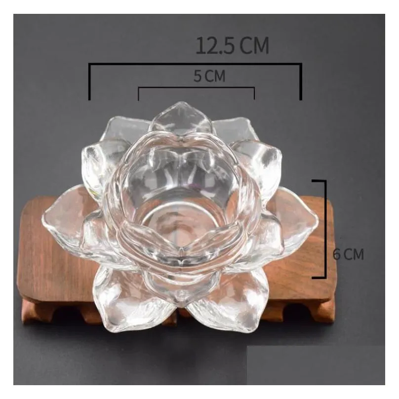 Candle Holders Glass Lotus Flower Candle Holder High Quality Crystal Tea Light Candlestick Handmade Buddhist Crafts Home Decor Sn5314 Dhbyt