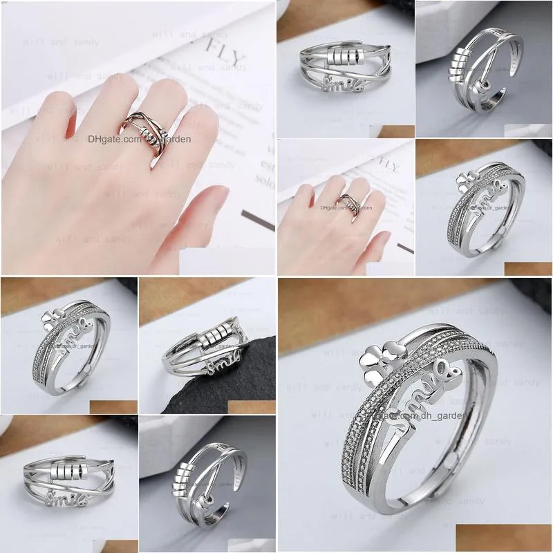 Band Rings Letter Rotatable Charm Adjustable Ring Band Open Rings For Women Girls Friend Gift Fashion Fine Jewelry Drop Del Dhgarden Dhyuw