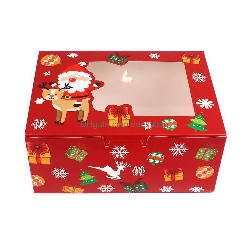 Gift Wrap Cardboard Portable Christmas Gift Box Party Favor Holders Candy Cookie Boxes With Snowman Santa Claus Card Lx4246 Drop Deliv Dhnud