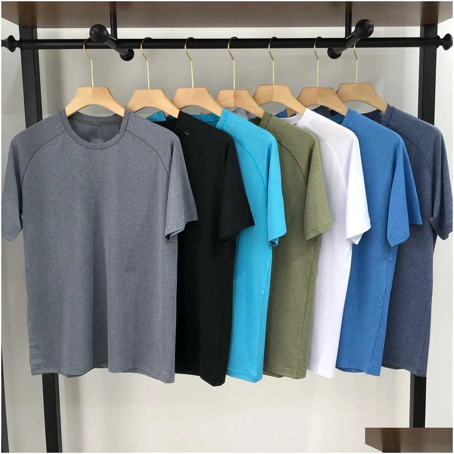 T Shirt Mens Summer Casual Breathable Round Neck Quick Drying Sports T-Shirt Metal Vent Tech Short-Sleeved Drop Delivery Dhpra