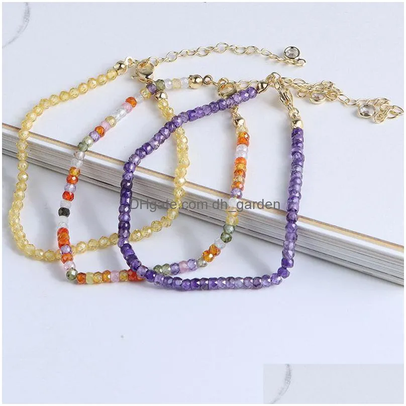 Chain Korea Candy Color Zircon Beaded Bracelet Fashion Jewelry Small Beads Adjustable Bracelets Drop Delivery Jewelry Bracel Dhgarden Dhh7E