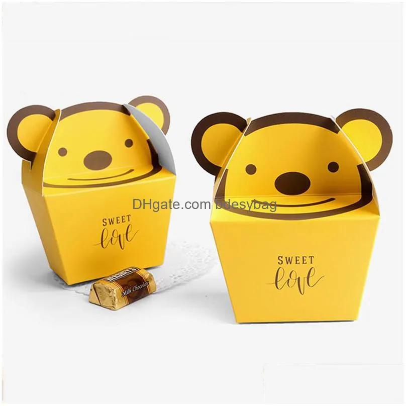 Gift Wrap Animal Baby Shower Birthday Party Cute Gift Bag Candy Bags Cookie Bear Box Greeting Paper Ct0315 Drop Delivery Home Garden F Dhvkf