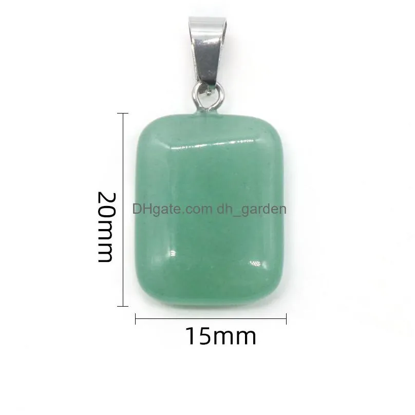 Pendant Necklaces 20Mm Rectangar Crystal Stone Pendant For Earrings Necklace Making Accessories Healing Gemstone Charm Jewel Dhgarden Dhkhz