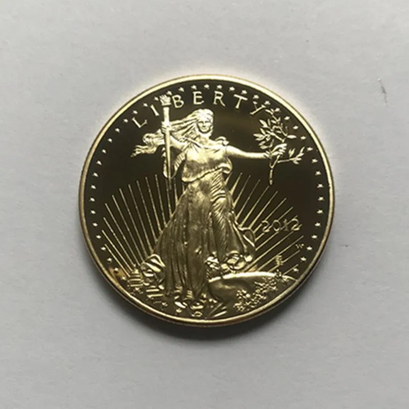 4 pcs non magnetic freedom  2011 2012 badge gold plated 32 6 mm american statue drop acceptable coins