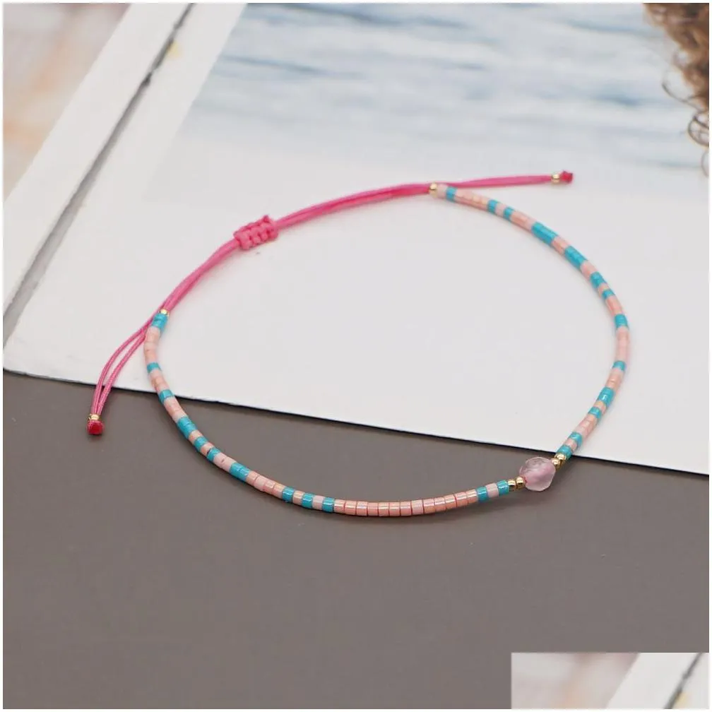 Jewelry Bohemian Mixed Color Rice Beads Bracelet Hand Woven Friendship Rope Adjustable Bracelets For Drop Delivery Baby, Kids Maternit Dh7Y1