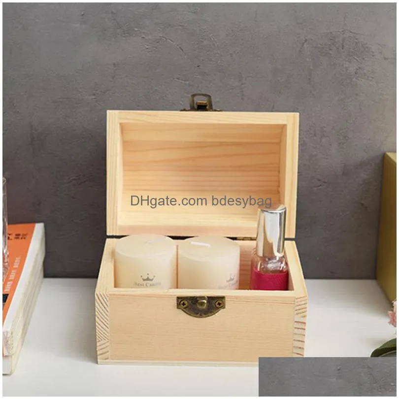 Storage Boxes & Bins Solid Natural Wood Arched Wooden Box Large And Medium Diy Clay Painted White Blank Handmade Lx4412 Drop Delivery Dhmyu