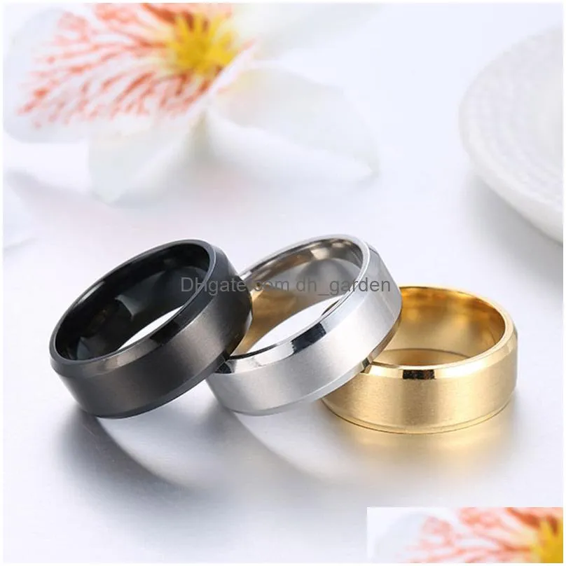 Band Rings Update 8Mm Frosted Stainless Steel Ring Band Fashion Women Men Hip Hop Jewelry Will And Drop Delivery Jewelry Rin Dhgarden Dhotm