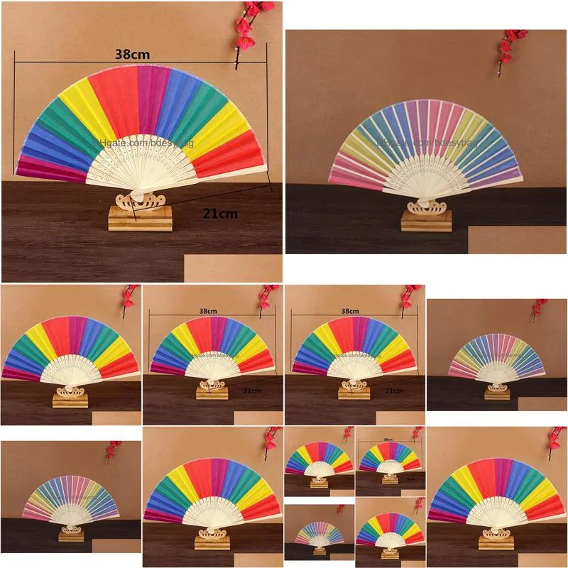 Party Favor Handmade 21Cm Candy Painted Colors Rainbow Wedding Party Hand Fan Event Gifts And Favor Supplies Za4500 Drop Delivery Home Dh5Lf