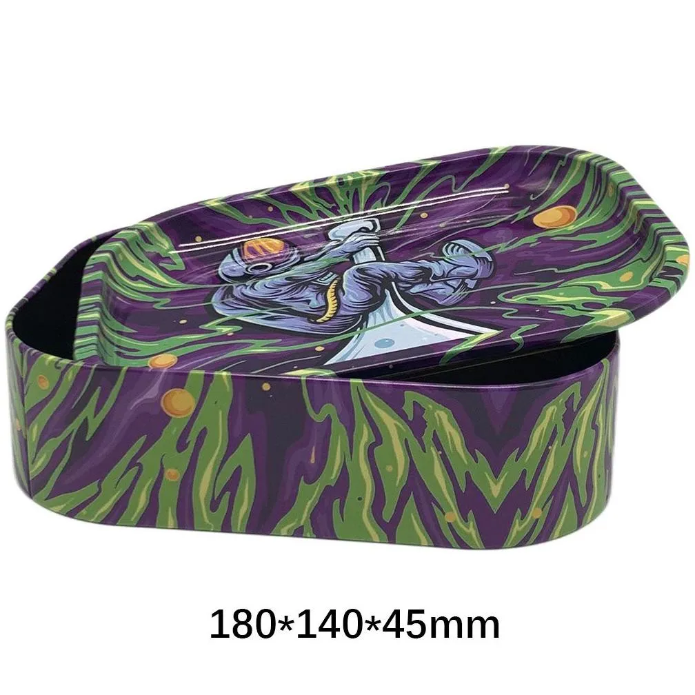 stock in us 60pcs/case stash box smoking accessories rolling tray 180x140x45mm size 10 designs opp bag packaging can not ship to alaska hawaii puerto