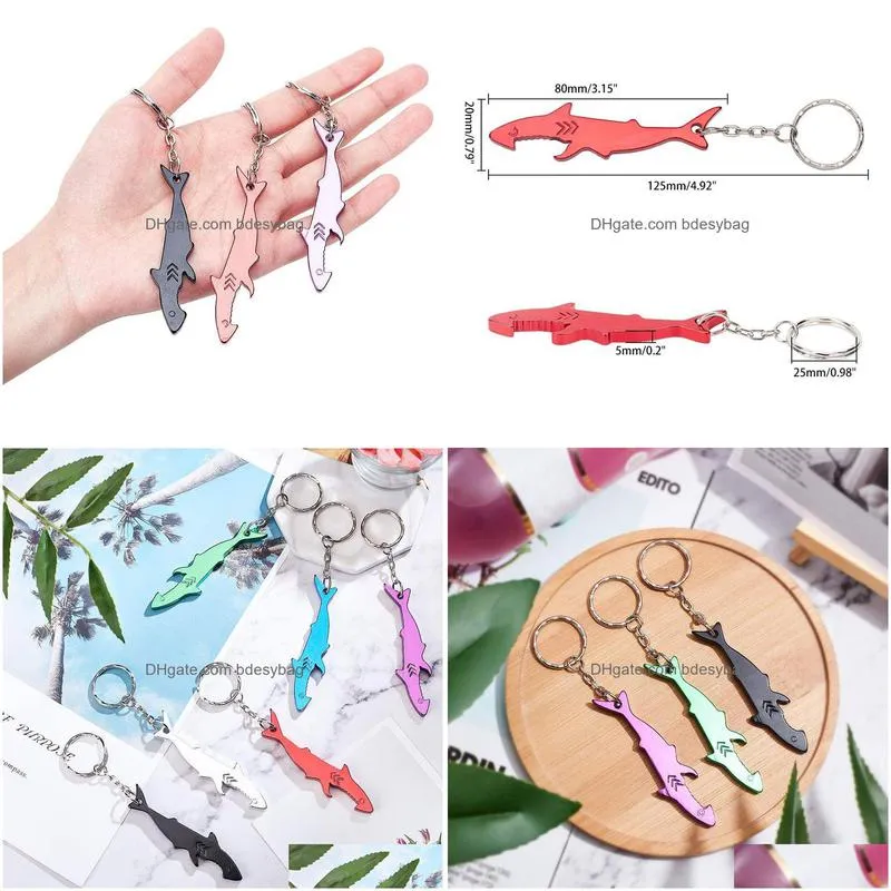 Openers Aluminium Alloy Shark Shaped Bottle Opener Pocketable Keychain Bear For Cam And Traveling Lx5537 Drop Delivery Home Garden Kit Dhjay