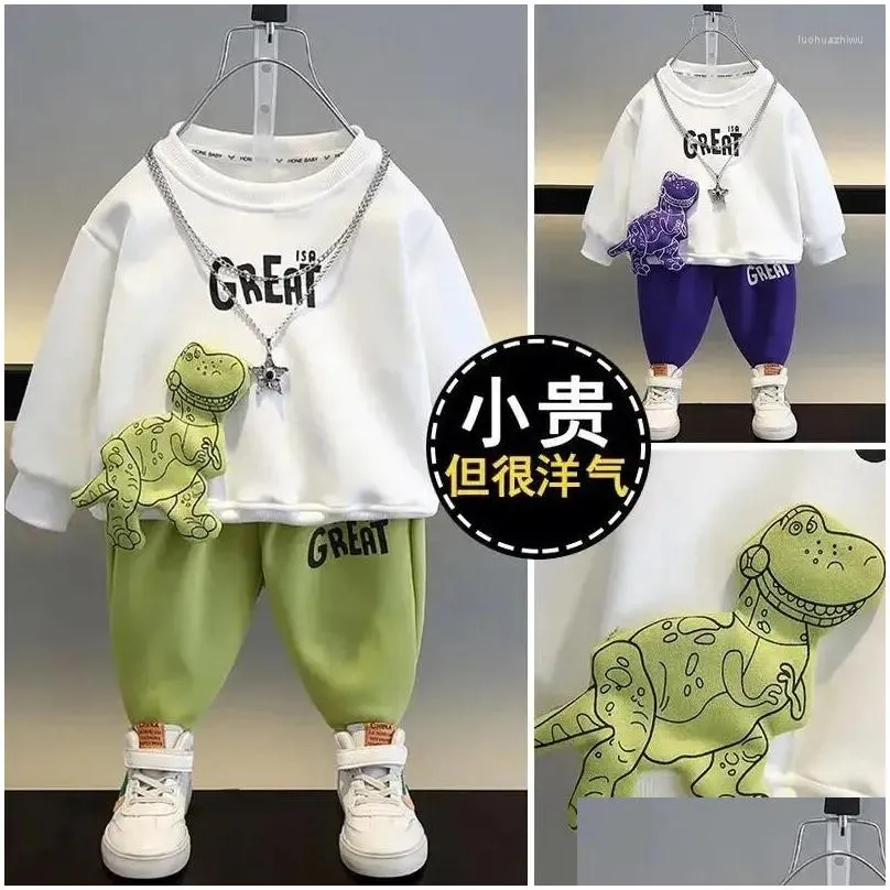 Clothing Sets Boys Set Children`s Baby Top And Pants Two Piece Long Sleeve Sweater Kids Clothes Suit
