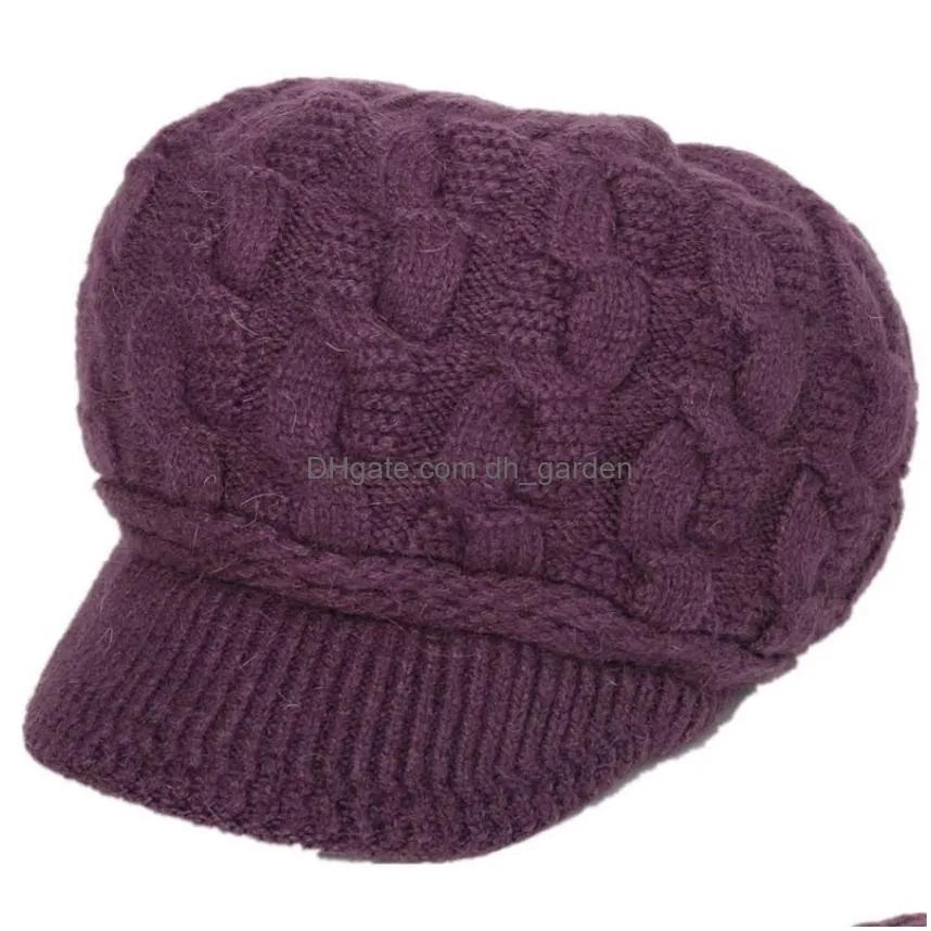 Stingy Brim Hats Twist Warm Beanie Hats Winter Cap Womens Knitted Brim Skl Caps For Girls Women Fashion Accessories Drop Del Dhgarden Dhbq5
