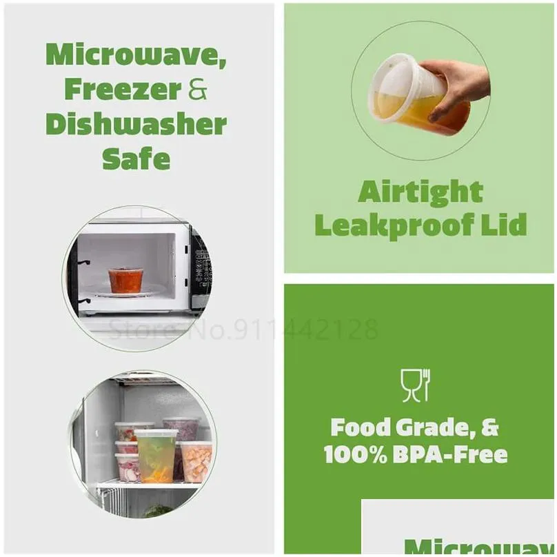 Disposable Take Out Containers 240Ml480Ml Plastic Deli Food Storage With Airtight Lids For Salads Kitchen Fridge 231211 Drop Delivery Dhnfu
