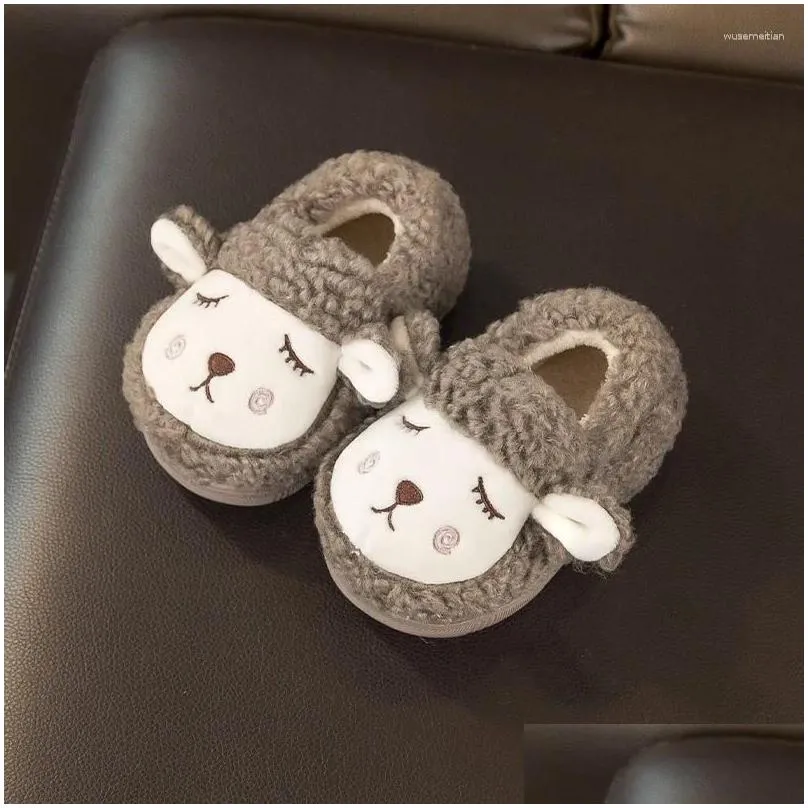 First Walkers 1-3Y Autumn And Winter Baby Cotton Soft Toddler Shoes Born Anti-slip Sneakers Cute Cartoon Sheep Slippers