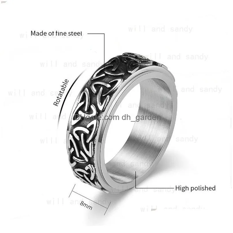 Band Rings Ancient Knot Ring Band Stainless Steel Rotatable Rings Women Men Relieve Hip Hop Fashion Fine Jewelry Drop Delive Dhgarden Dhzby