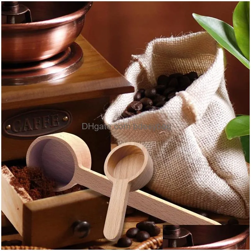 Coffee Scoops Beech Wooden Coffee Scoop Measuring Spoon For Ground Beans Protein Powder Jars Wholesale Lx4721 Drop Delivery Home Garde Dhyei