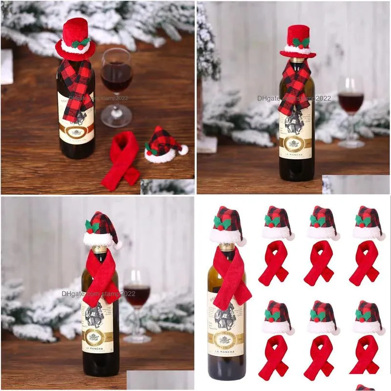 wine bottle scarf hat set christmas decorations creative ornament scarf hats two-piece suit el restaurant layout wholesale