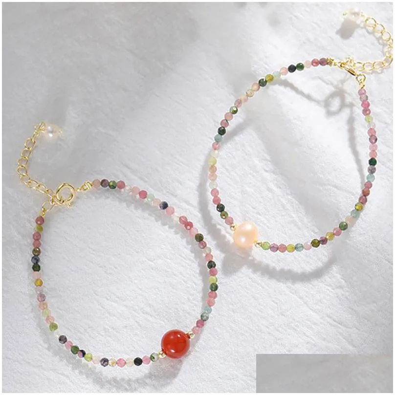 Jewelry M Natural Stone Tourmaline Bracelet Small Gemstone Beads Bracelets Adjustable Mini Beaded Bangles Drop Delivery Baby, Kids Mat Dhvts