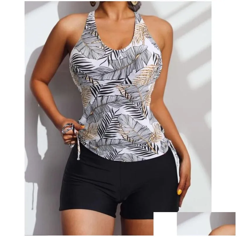 Summer 2024 Swimsuits Closed Tankini Sets Female Swimwear Push Up Beach Wear Two Piece Bathing Suits Pool Women`s Swimming Suit