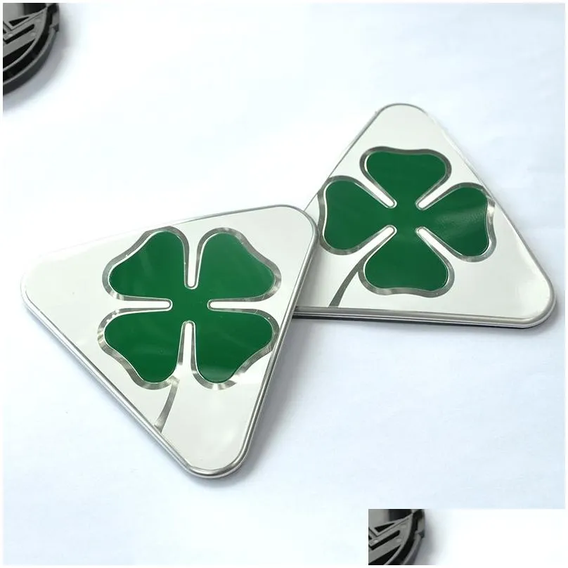 1 Pair Aluminum Fender Decoration Stickers Four Leafs Clover For Alfa Romoe Giulia Stelvio Exterior Stickers Car Accessories3834933