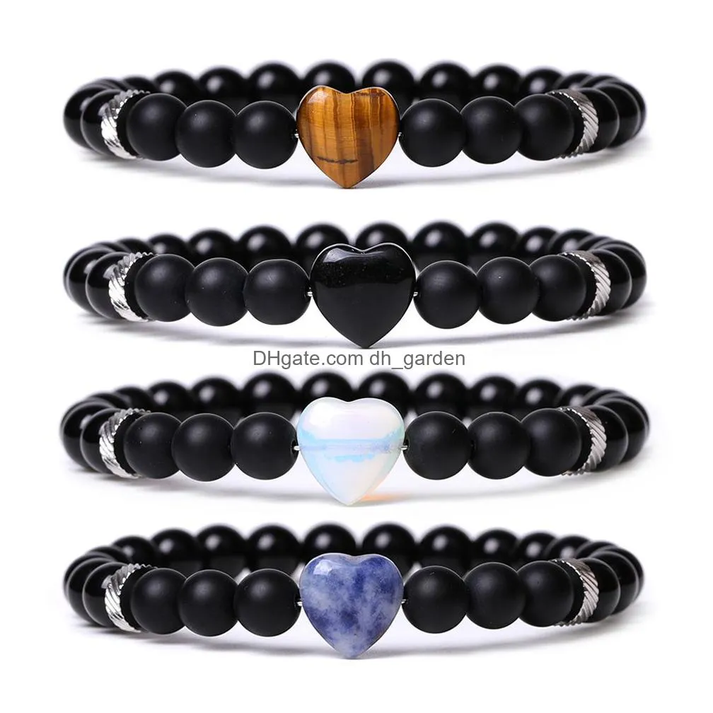 Chain Natural Stone Love Charm Gemstone Beaded Elastic Bracelet For Men Women Couple Fashion Jewelry Drop Delivery Jewelry B Dhgarden Dhlhs