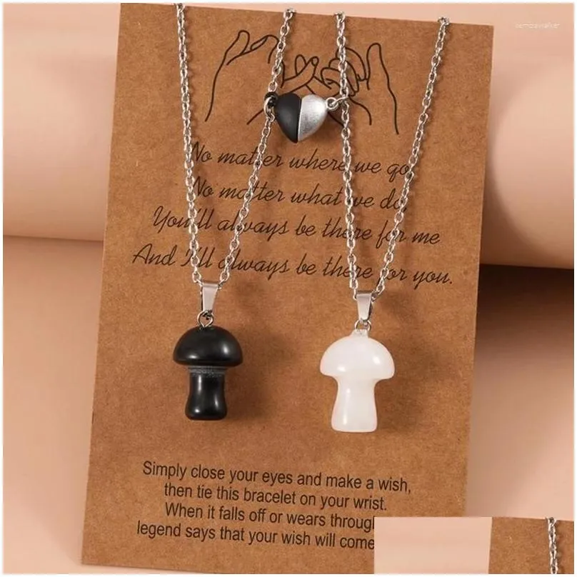 Pendant Necklaces European American Black White Mushroom Yin And Yang