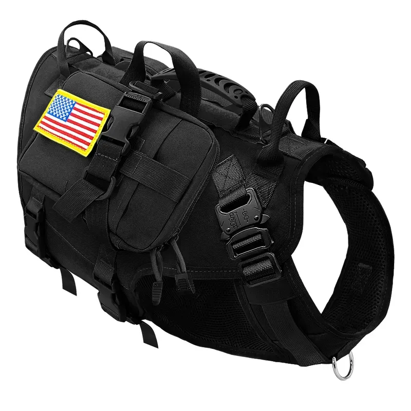Tactical Dog Harness Military No Pull Pet Harness Vest For Medium Large Dogs Training Hiking Molle Dog Harness With Pouches 220815