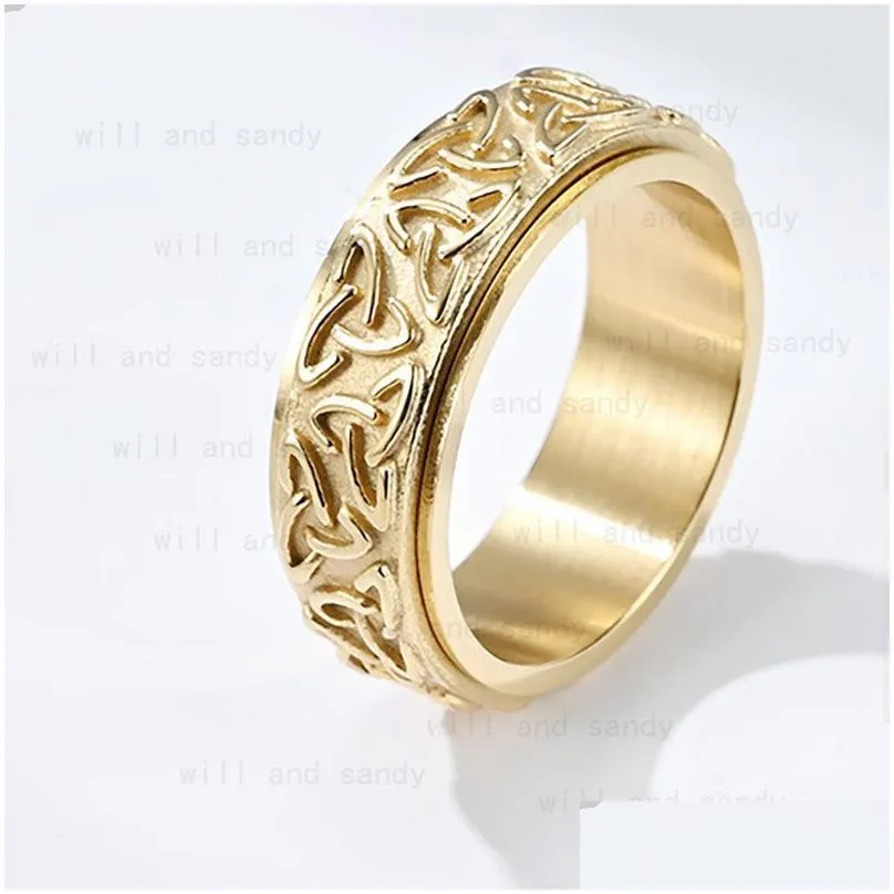 Jewelry Ancient Knot Ring Band Stainless Steel Rotatable Rings Women Men Relieve Hip Hop Fashion Fine Jewelry Drop Delivery Baby, Kids Dhomb