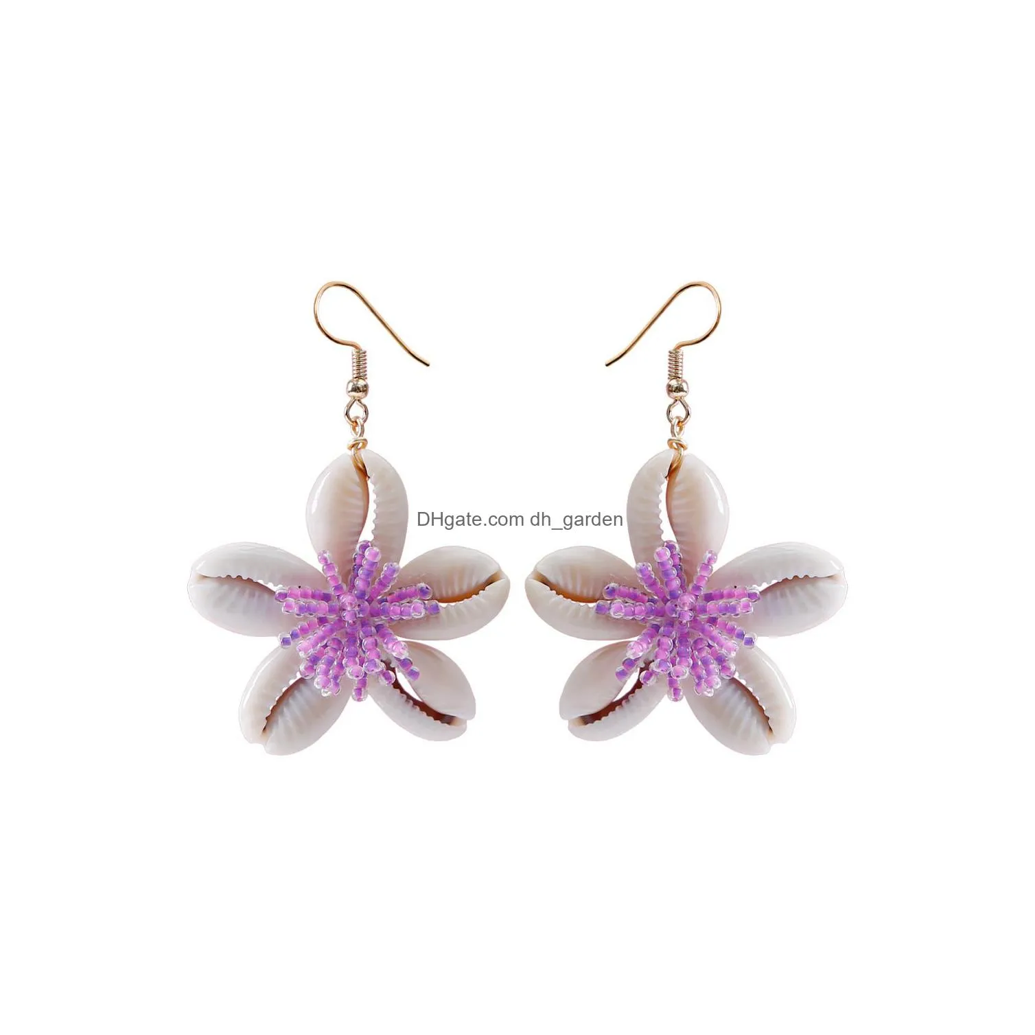 Dangle & Chandelier Ocean Wind Bohemia Conch Shell Flower Earrings For Women Hoop Bohemian Fringe Handmade Earring Drop Del Dhgarden Dhotj