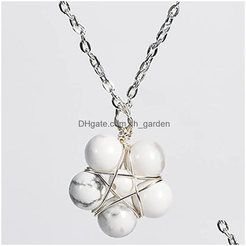 Pendant Necklaces Natural Crystal Rough Round Beads Stone Necklace Star Beaded Flower Gemstone Pendants For Drop Delivery Je Dhgarden Dhgta