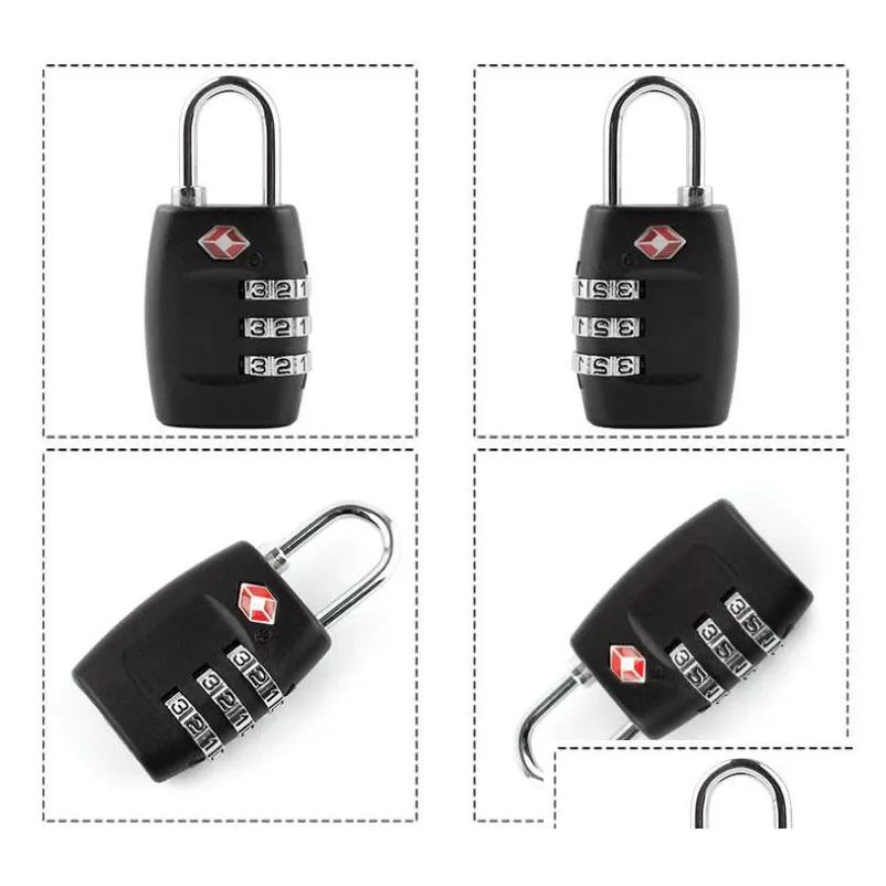 Door Locks New Tsa 3 Digit Code Combination Lock Resettable Cus Locks Travel Lage Padlock Suitcase High Security Sn2559 Drop Delivery Dhhlt