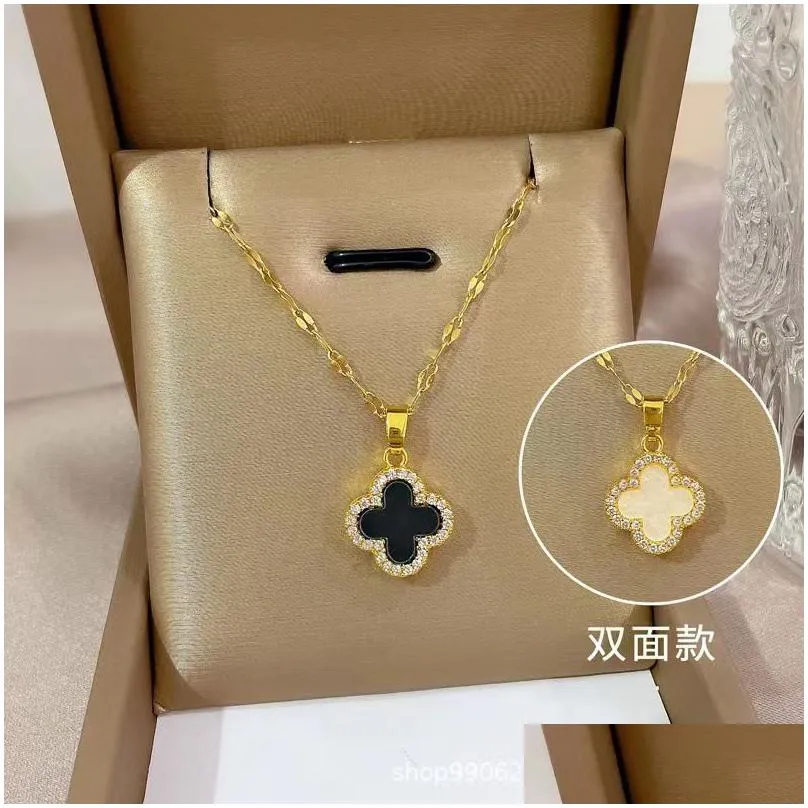  designer necklace jewelry 4 leaf clover pendant necklaces bracelet stud earring gold silver mother of pearl green flower necklace link chain for womens