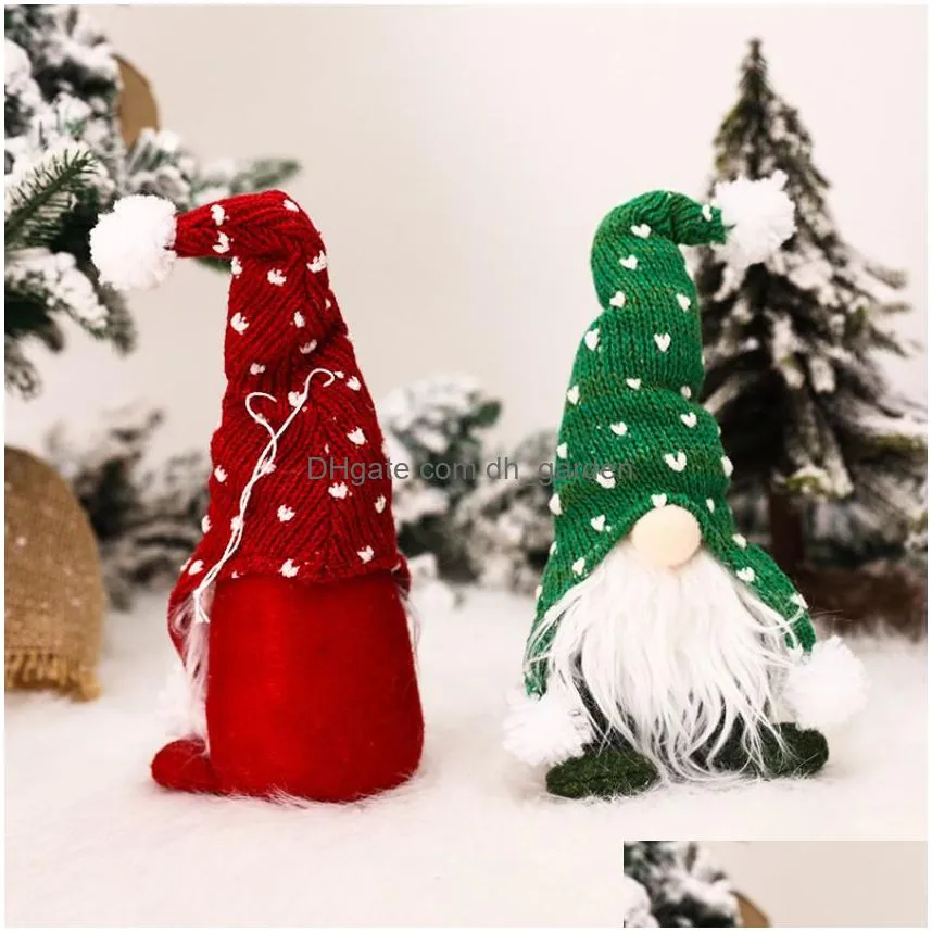 Christmas Decorations Cartoon White Beard Doll Christmas Dolls Knitted Hat Sitting Figure Decorations Ornaments Xmas Drop De Dhgarden Dhsaf