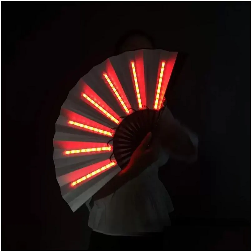 Party Decoration 1Pc Luminous Folding Fan 13Inch Led Play Colorf Hand Held Abanico Fans For Dance Neon Dj Night Clubparty Drop Delive Dhykm