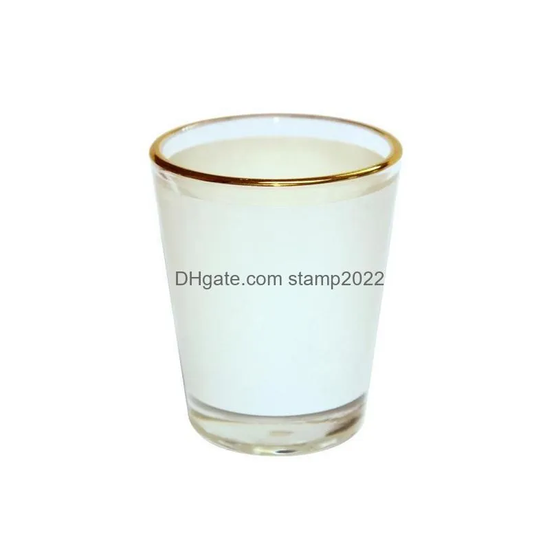 sublimation 1.5oz 3oz s glass gold line white blank wine glasses heat thermal transfer drinking mug diy custom frosted clear liquor cup whiskey beer