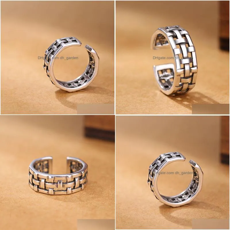 Band Rings Knit Weave Cross Ring Band Finger Ancient Sier Hollow Open Adjustable Rings Women Men Fashion Jewelry Will And D Dhgarden Dhayu