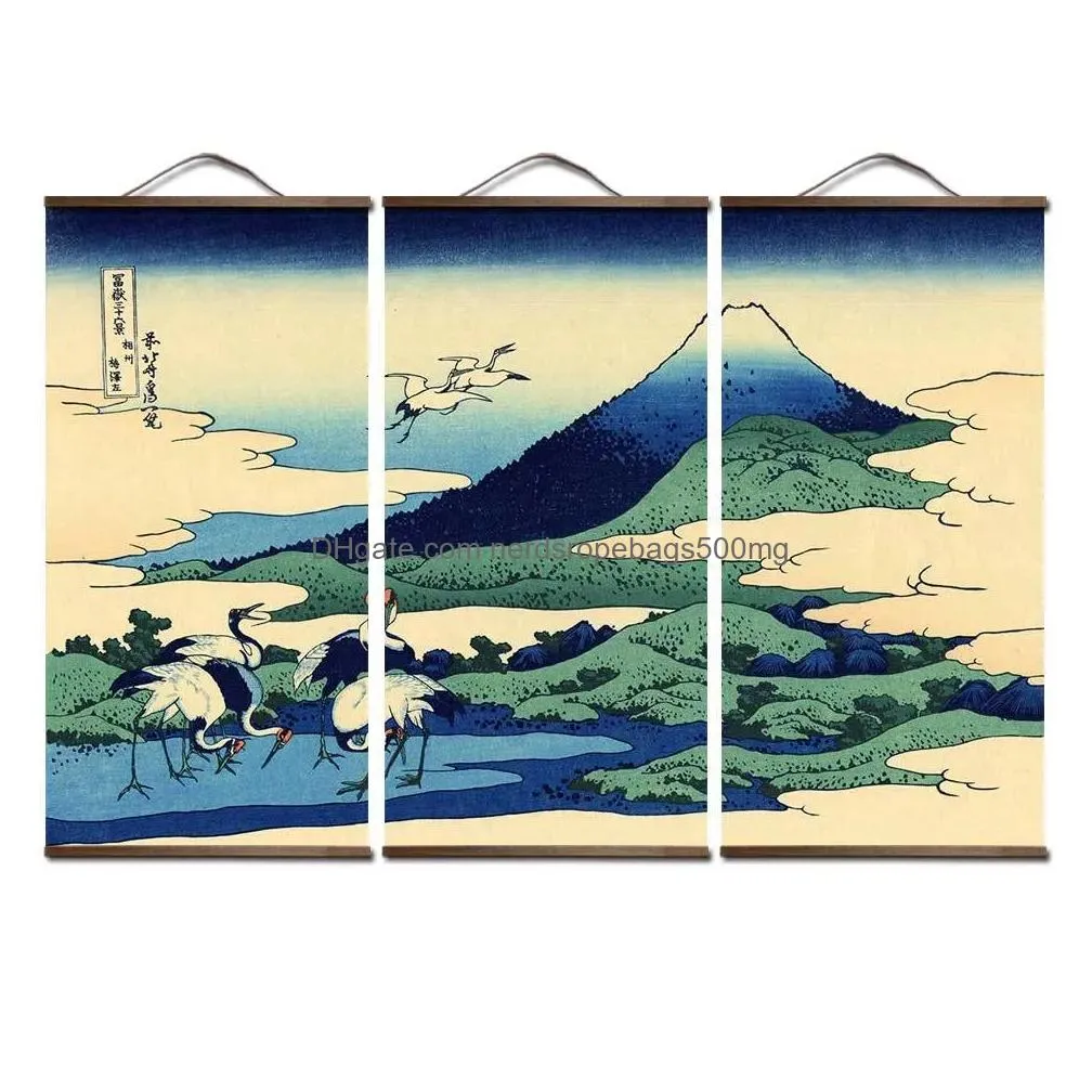 Paintings Posters And Prints Painting Wall Art Japanese Style Ukiyo E Kanagawa Surf Canvas Pictures For Living Room 210310 Drop Delive Dhrqz
