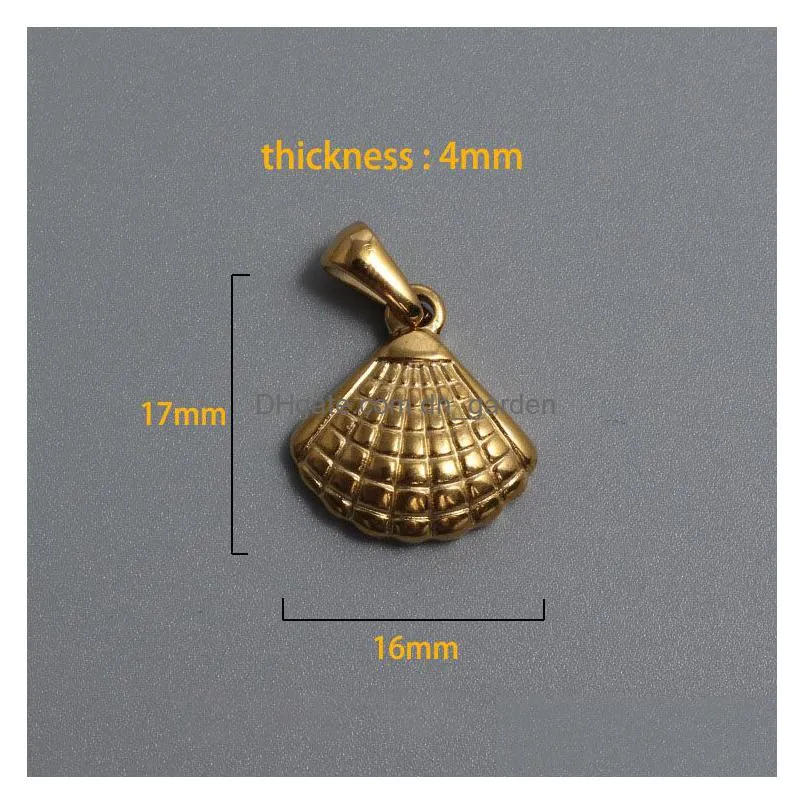 Pendant Necklaces Titanium Steel Shell Conch Scallop Shape Pendant Vacuum Electroplating Stainless Gold Plated Charm For Diy Dhgarden Dh0Ss